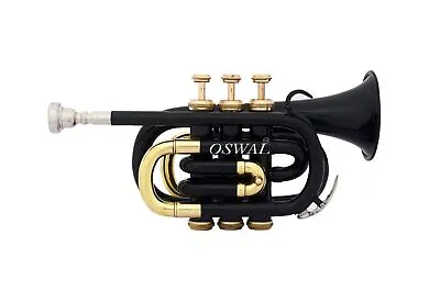 MINI POCKET New BLACK BRASS Finish Bb Pocket Trumpet • $128.23