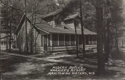 1961  MANIOWISH WATERS WI  WARNIER'S RESORT   REAL PHOTO  Postcard RPPC • $10.95