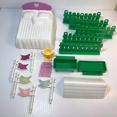 Vintage My Little Pony G1 Show Stable Playset Parts 1983 Green Fence Bed 16 Pcs • $19.75