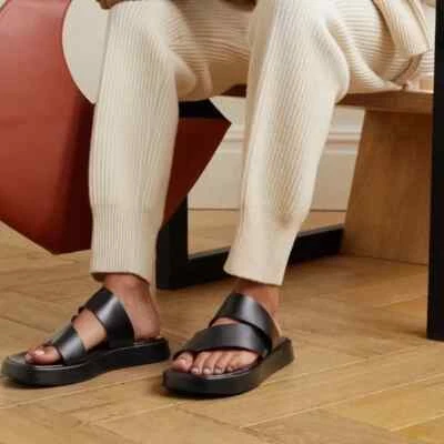 $143.96 • Buy STAUD Black Leather Fly Flatform Sandals 42 11 NWOB NWT $395