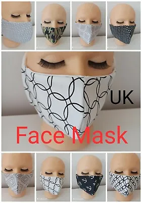 Cotton Face Mask Cover Virus Washable Reusable Handmade Adults UK Seller • £1.99