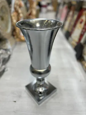 £23.99 • Buy 40cm Beautiful Silver Metal Vase Decorative Mirror Effect Flower Luxury Display