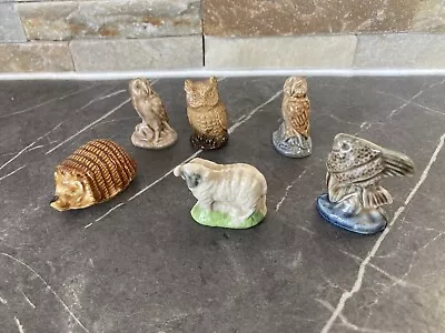 Wade Wimsies X 6 Bundle Hedgehog Owl Fish Ram Sheep Miniatures • £9.99