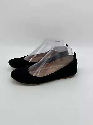 J.Crew Cece Ballet Flat Slip On Shoes Women 6 Black Suede Leather Comfort Ladies • $23.75