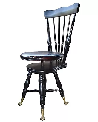 Rare Victorian Antique Piano Stool Painted Black  • $175