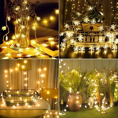 $10.78 • Buy LED Snowflake Fairy String Lights Curtain Window Waterproof Christmas Xmas Party