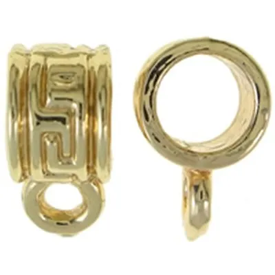 $2.25 • Buy Greek Key Gold Plated 5mm Tube With Loop Large 4.5mm Hole Slide Bails 4pc