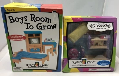 $20 • Buy Ryan's Room Wooden Dollhouse Furniture 2 Sets - Boys Room & Kids Furniture Wood