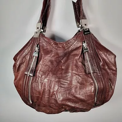 B. MAKOWSKY ALICE Dark Brown Leather Tote Shoulder Bag Hobo Medium  • $28.99