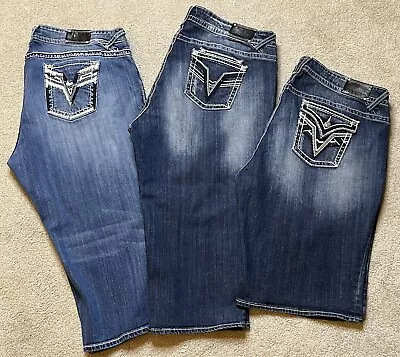 Vigoss Dublin Brooklyn Capri Jeans New York Bermuda Shorts Lot Of 3 Plus Size 26 • $49.50