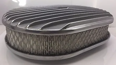 12  Oval Aluminum Fully Finned Air Cleaner For 5-1/8” Carb Holley Edelbrock • $57.99