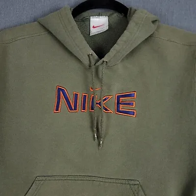 Vintage Nike Sweatshirt Mens Large Green Center Swoosh Embroidered Hoodie USA • $66.38