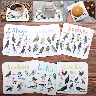 $11.98 • Buy 6Pcs Funny Bird Pun Coasters Set Square Drink Cup Pad For Home Kitchen Bar Decor