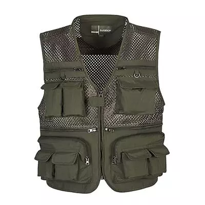 Multi Pocket Fishing Photography Hunting Mesh Vest Summer Outdoor Travel Jacket • £20.60