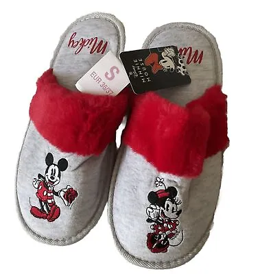 Ladies Girls Disney MINNIE MICKEY Mule Slippers Size Small 36/37 UK 4 New • £10
