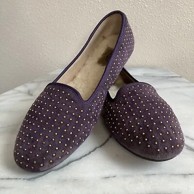 UGG Womens Alloway Studded Leather Loafer Sheepskin FLATS / SHOES Slip-On Size 8 • $30