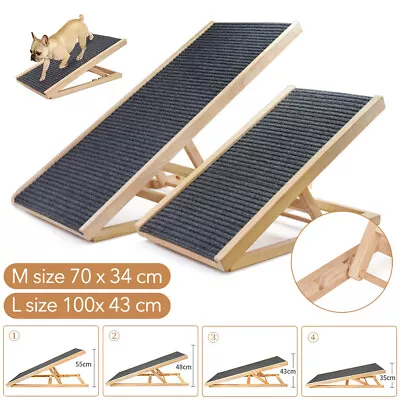 Foldable Dog Pet Ramp Adjustable Height Dogs Stairs For Bed Sofa Car 70cm/100cm • $44.99