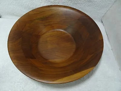 Mid Century Burl Walnut Wood Salad Bowl Billings Missouri 12  Wide  Handcrafted • $46.76