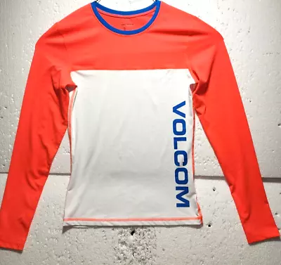 Volcom Swimwear Womens Small White Orange Rash Guard Long Sleeve Round Neck • $12.99