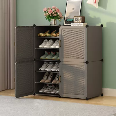 Shoe Rack Shoe Storage Cabinet Shelf Unit Dustproof Door Hallway Stand Organiser • £15.95