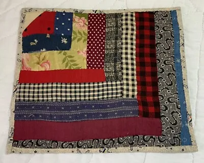 Vintage Patchwork Quilt Table Topper Log Cabin Early Calico Prints Florals • $11.25