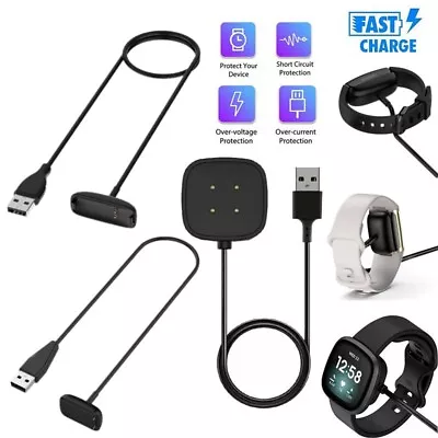 USB Charger Charging Cable For Fitbit Sense Versa 4 3 Charge 5/6/Luxe Sense 1/2 • $7.96