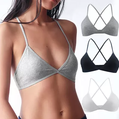 Comfort Cotton Bras For Women Thin Bralette Sexy Triangle Cup Push Up Seamless • $15.41