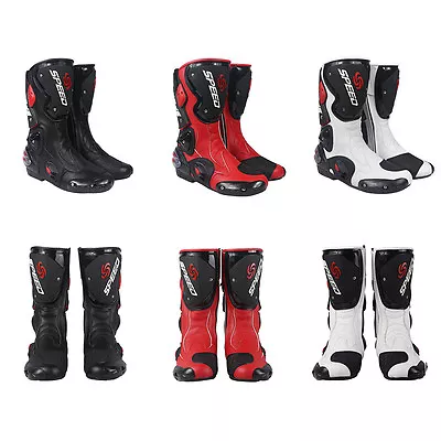 Motorcycle Boots Street Bike Racing Black Red White Size US 8 9 9.5 10.5 11 • $109.95