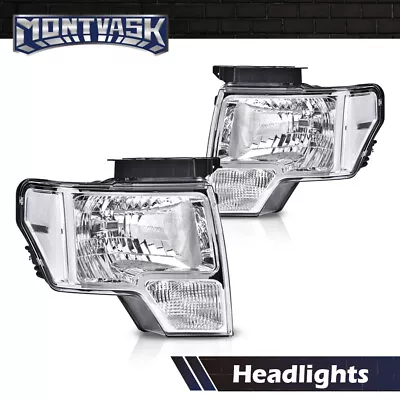 Clear Corner Chrome Headlights Left & Right Fit For 2009-2014 Ford F-150 Pickup  • $85.39