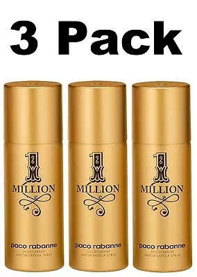 3 X Paco Rabanne 1 Million 150ml Deodorant Spray Brand New & Sealed - Pack Of 3 • £49.30