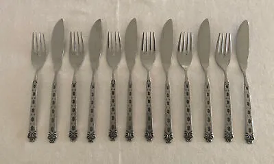 Vintage Retro Oneida San Francisco Stainless Steel Fish Knives Forks Cutlery Set • $45