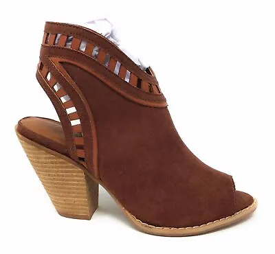 Dolce Mojo Moxy Womens Maddie Peep Toe Ankle Bootie Cognac Suede Size 6 M US • $25.22