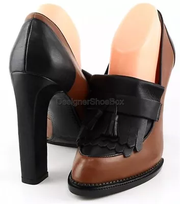 $295 RACHEL ROY JACQUELINE Natural Black Leather Designer Heels Loafer Pumps 6.5 • $89.99