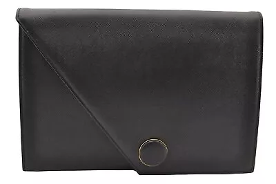Authentic YVES SAINT LAURENT Vintage Clutch Hand Bag Purse Leather Black 8240I • $18.50