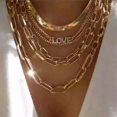 Chunky Multi-Layer Necklace Trendy Multi-Style Choker Women Fashion Jewelry 88H • $15.49