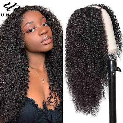 UNice Brazilian Kinky Curly U Part Wig Human Hair Clip In Half Wig Glueless Wigs • $64.09