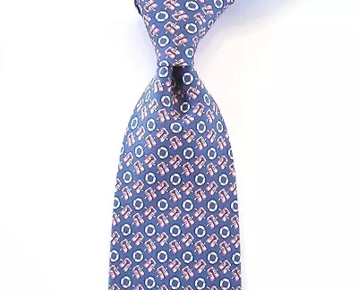 Vineyard Vines Blue Pink & White Preserver Print Silk Tie 3 3/4  X 58  • $29