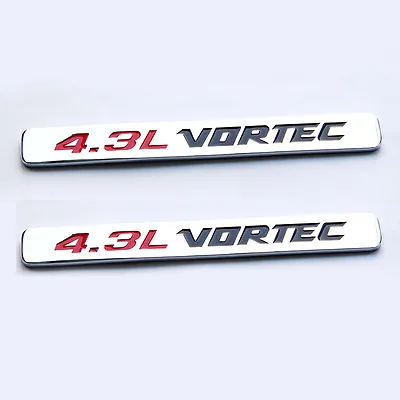 2x OEM Chrome 4.3L VORTEC Emblems HOOD Engine Badge Silverado Z71 GMC Sierra YU • $19.82