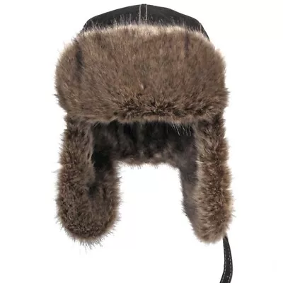 Men Russian Ushanka Trapper Hat Faux Fur Ear Flap Leather Cap Winter Warm • $14.71