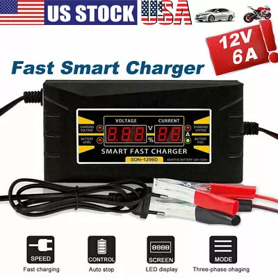 12V 6A Car Battery Charger Maintainer Auto Trickle RV For Truck Motorcycle ATV • $14.45