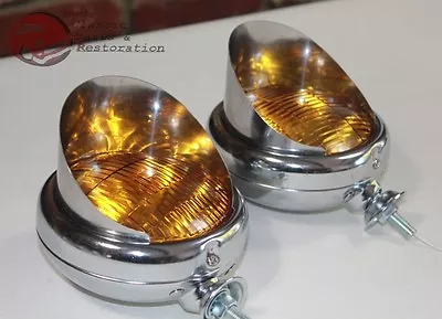 Amber 5  12 Volt Mounted Visor Fog Light Lamps Custom Truck Hot Rat Street Rod • $93.57