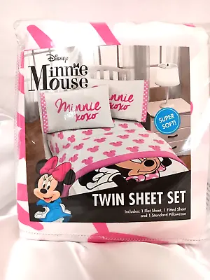 Disney Minnie Mouse Pink & White Twin Sheet Set  Super Soft NEW! • $24.95