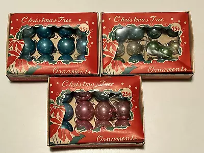 Vintage Mercury Glass Miniature Christmas Tree Ornaments - 3 Boxes Made In Japan • $49.99