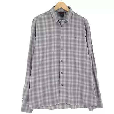 Mammut Men Shirt Grey Plaid Flannel Camping Hiking Size L • £21.59