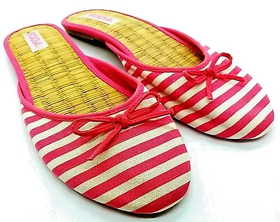 Slip On Slippers Indoor Outdoor House Shoes Size 9/10 PINK Stripe • $49.95