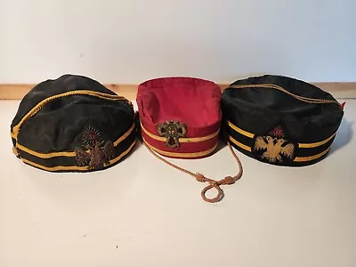 3 Vintage Masonic 32nd Degree Scottish Rite Cap 2 Headed Eagle Mason Hats • $15