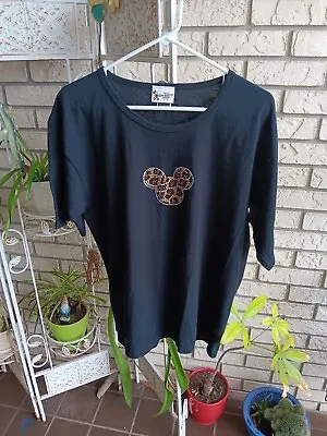 Walt Disney World Womens Large T Shirt Crystals/jewels Leopard Mickey  • £22.20