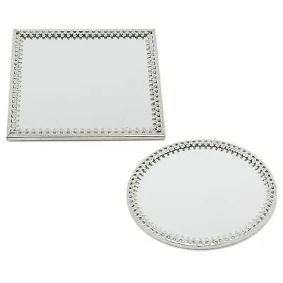 10cm Decorative Mirror Glass Display Plate | Silver Mirrored Glass Candle Tray • £1.99