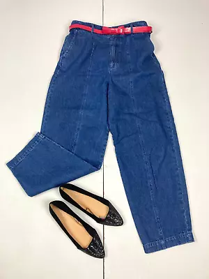 Vintage Jigsaw High Waisted Jeans UK10 90s Tapered Leg Dark Denim Mom • £26.99