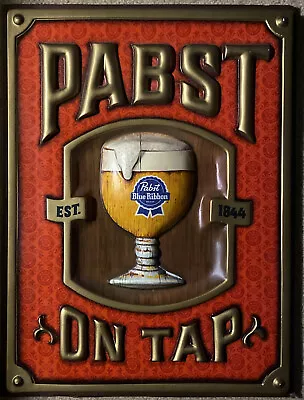 VINTAGE PABST BLUE RIBBON BEER ON TAP 3D Embossed PLASTIC VACUUM FORM SIGN • $79.99